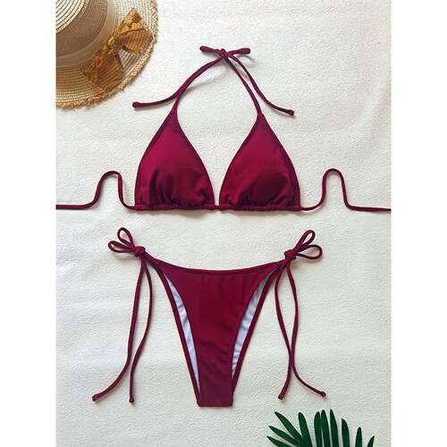 G 10796 Solid Color Triangle Bikini Swimsuit 纯色三角泳衣