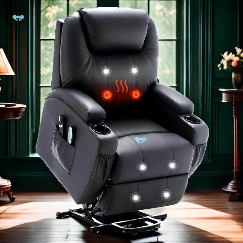 Black Power Lift Recliner Chair wh Massage Heat Function
