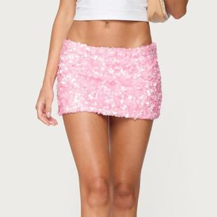Mini Skirts Sequins Women Waist Faion Low Summer