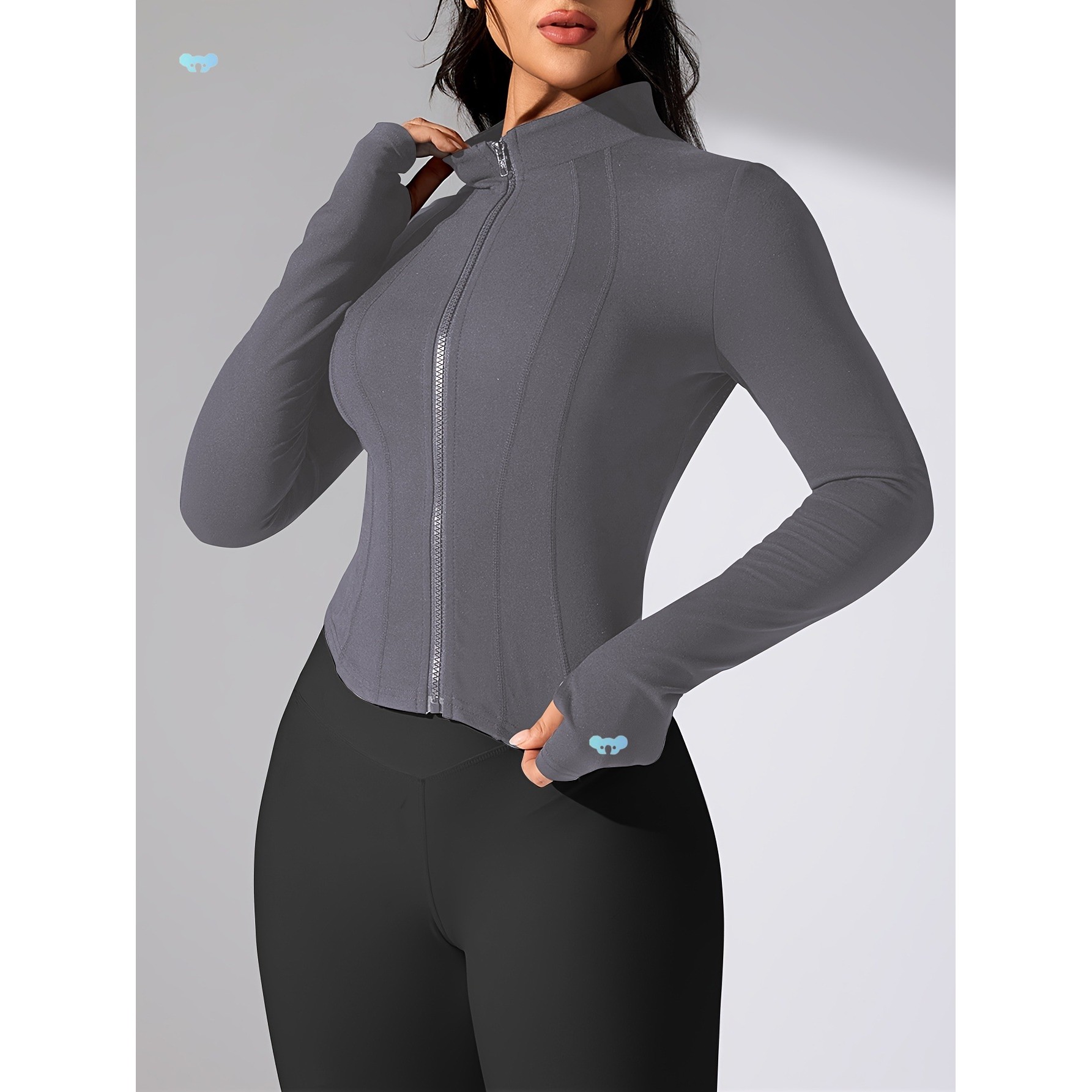 Women'S High Neck Zip Up Sports Jacket Stretchy女式运动夹克