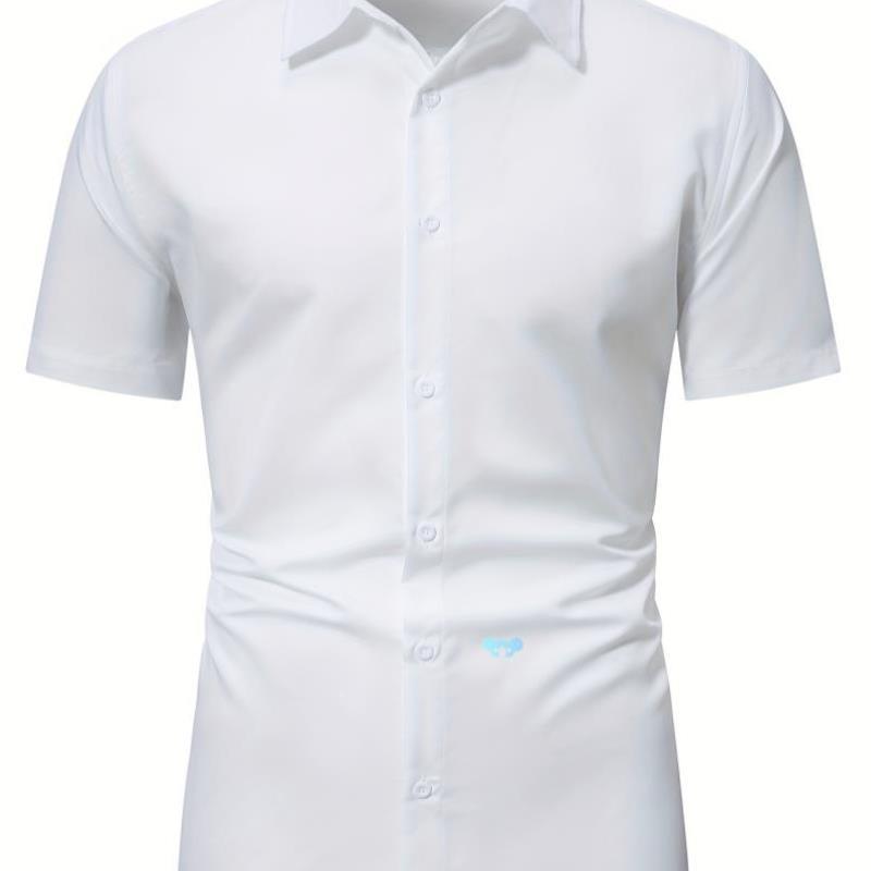 Summer Essential: men's Solid Lapel Short Sleeve Button Up