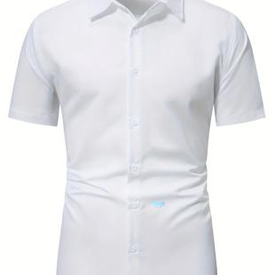 Summer Essential: men's Solid Lapel Short Sleeve Button Up