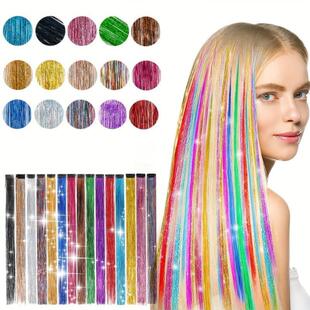 20 inch 12 clip glter wire hair extensions Bb clip on跨境
