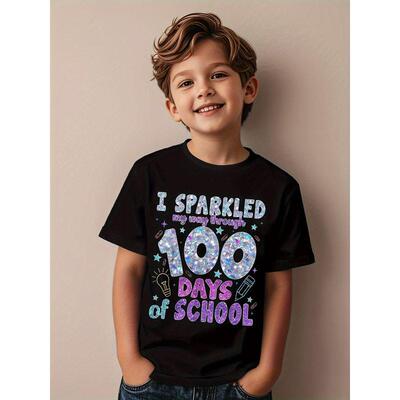 Q 51205 School print casual tee 校园印花休闲短袖跨境速卖