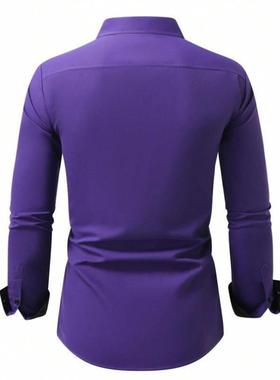 V 154 I 34317外贸秋季新款跨境代发男士秋冬单排扣休闲商务衬衫