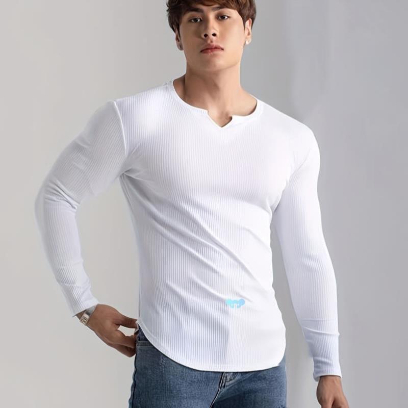 Long Sleeve Solid T irt men's Casual Comfy High retch