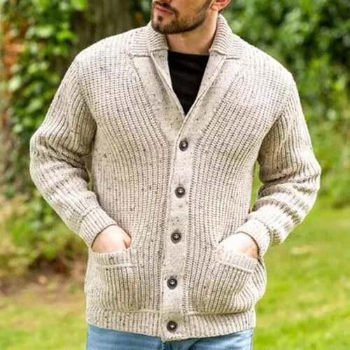 H 88343 Men's Colorful Collar Sweater 混色翻领毛衣