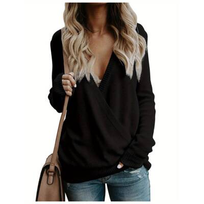 H 92291 Long Sleeve V Neck Sweater 长袖V领毛衣