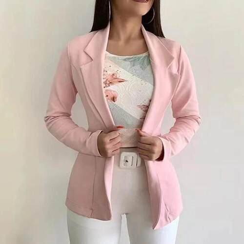 H 54605 Long Sleeve Sweet Button Street Blazer 翻领修身西装