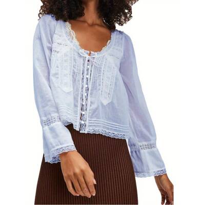 H 88959 French U-neck lace shirt 法式 U 领蕾丝衬衫亚马逊跨境