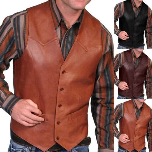 H 44347 Vintage Single Button Vest 复古排扣工装马甲