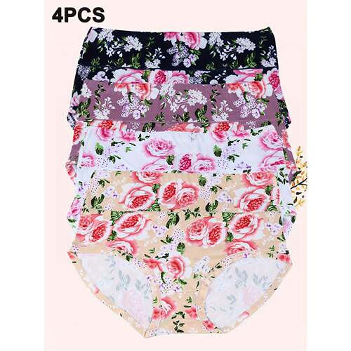 H 83841 Floral print high waist plus panties 大码碎花腰女