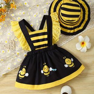 Bee Print Pattern Hat跨境 ripe Cute Dress Lovely