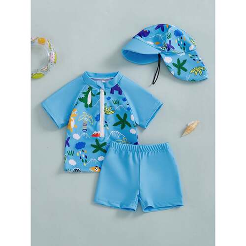 T 39805 Printed Swimwear with Hat 满印连体泳衣