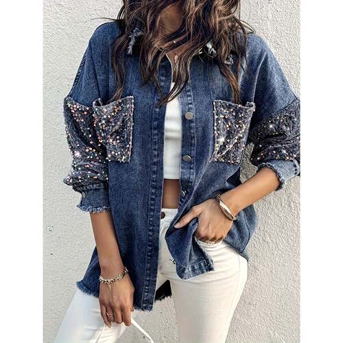 I 17467 Beaded Denim Jacket 珠片牛仔外套