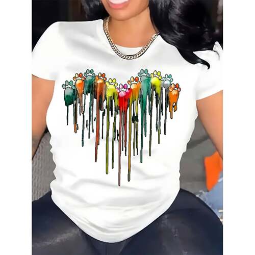 I 11946 Wine Blue Heart Tie-Dye T-Shirt 扎染印花T恤