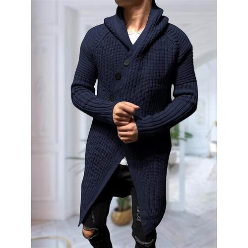 T 55322 Long Hooded Knit Sweater Jacket 连帽针织开衫