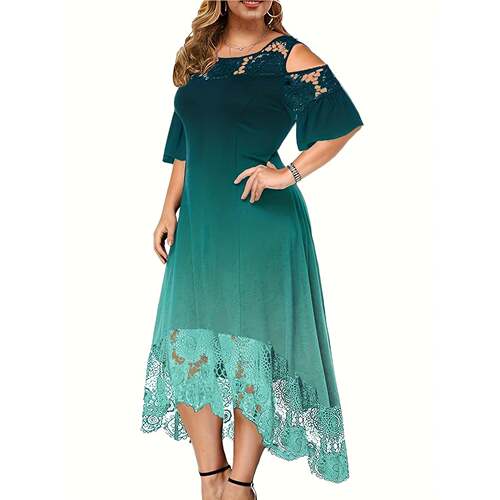 I 11455 Women's plus size off-shoulder dress 女士大码露肩连