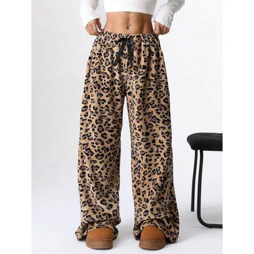 H 77644 Leopard High Waist Wide Leg Pants 豹纹腰阔腿长裤