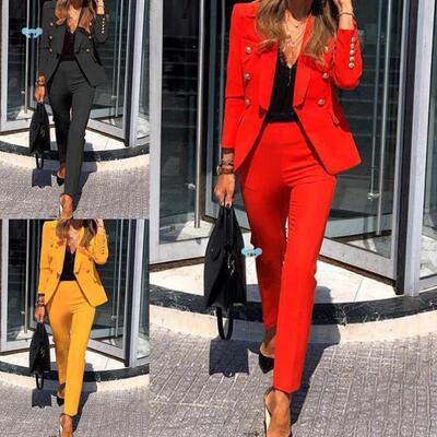 2024Su women coat winter clothes ladies pants 2 pieces set