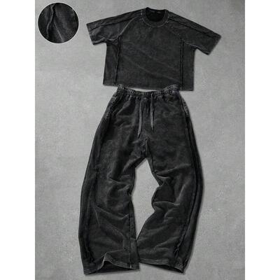 H 36439 Street style short sleeve set 街头风短袖两件套