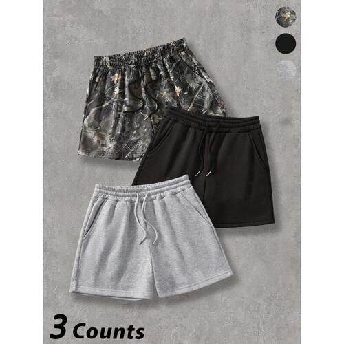 H 85082 3D Print Drawstring Shorts 女士短裤