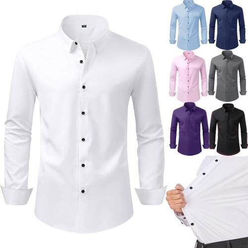 H 94691 Stretch Solid Color Men's Shirt 四面弹力衬衫
