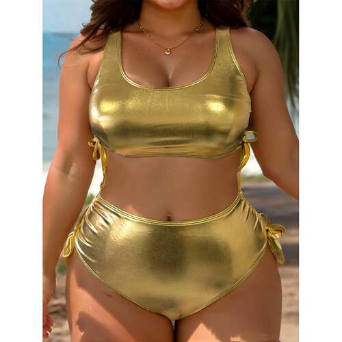 X 21461 Multi Color Gold Foil Bikini Swimsuit 烫金比基尼