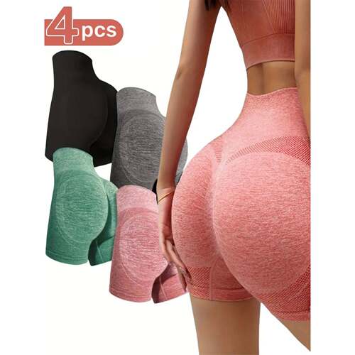 E 62565 Smiley Face High Waist Seams Yoga Shorts 笑脸腰