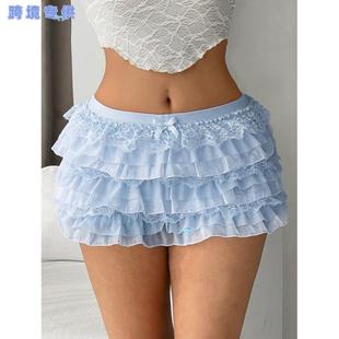 Low Waist 1pc Trim Solid跨境 Skirt Ruffle Short Lace