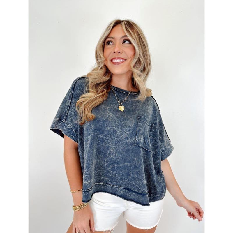 代发跨境新款速卖通Mineral Waed Cotton Cropped Tee