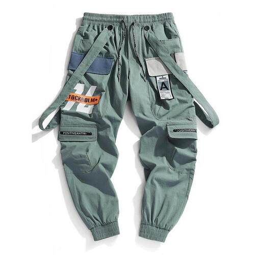 H 65108 Hong Kong style cargo pants 港风潮牌束脚工装裤