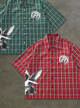 n's Casual Loose F Short Sleeve Shirts American reet