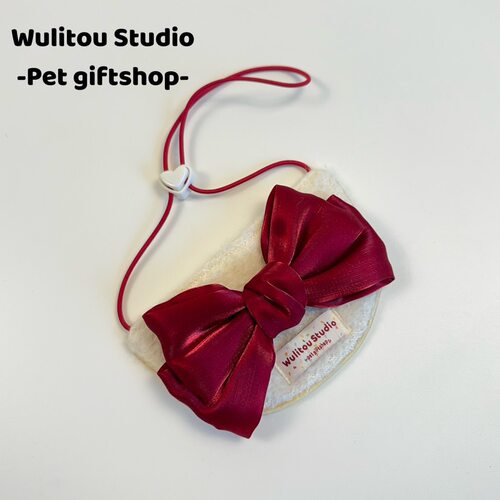 wulitou原创宠物口水巾狗狗猫咪蝴蝶结围脖新年喜庆红色围兜可爱