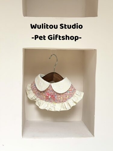 Wulitou原创ins风格子小香风娃娃领宠物口水巾猫咪狗狗围兜围脖