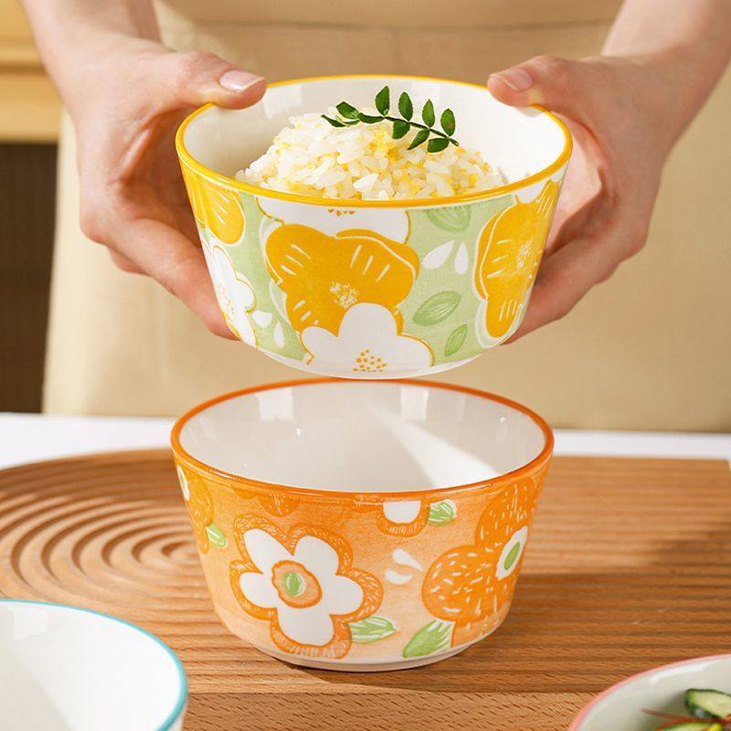 4点5英寸饭碗碗吃饭家用饭碗新款2025碗盘套装盘子碗陶瓷餐具炖蛋