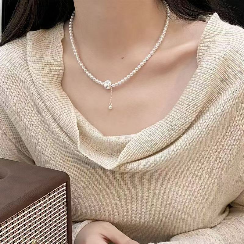 珍珠项链配礼服法式猫眼碎银珍珠项链女ins高级气质choker锁骨链