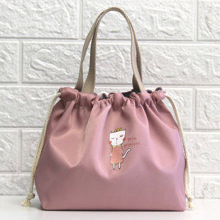 放饭盒的手提袋防水便当包饭盒袋学生手提袋午餐包可爱带饭包包便