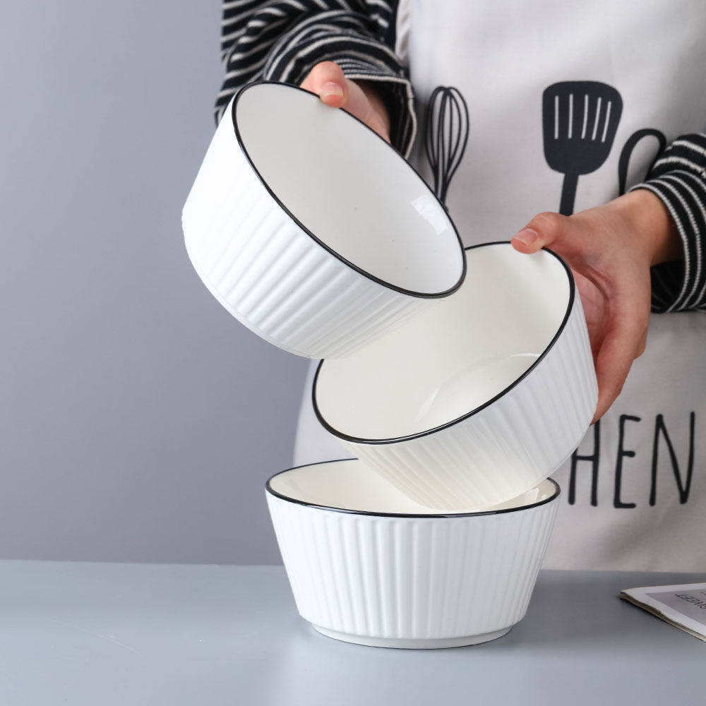 一人一个专用碗碗家用吃饭美式竖纹碗汤碗高颜值面碗陶瓷碗具米饭,餐饮具,盖碗,淘宝优惠券,粉丝福利购,淘宝优惠卷