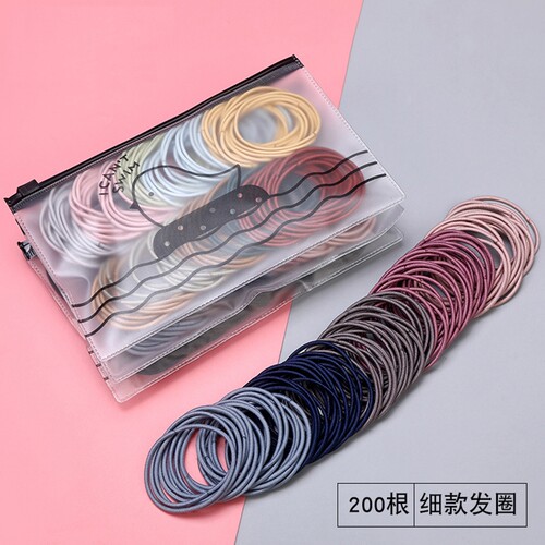 扎头发橡皮筋细款发圈简约结实头绳绑头发皮套女皮圈黑色发绳头饰