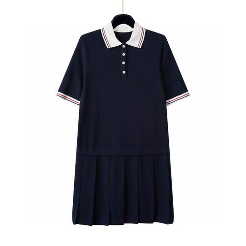 TB夏季连衣裙高翻领Polo连身裙