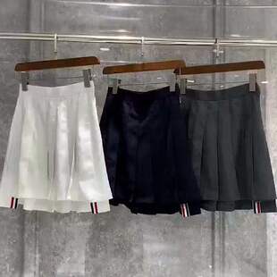 【赠退货宝】TB高腰百褶裙防走光前短后长不规则开叉A字型短裙潮