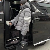 连帽羽绒服男女款 TUMA TB白鸭绒四道杠短款 加厚宽松羽绒派克大衣