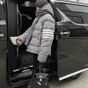 TUMA TB白鸭绒四道杠短款连帽羽绒服男女款加厚宽松羽绒派克大衣