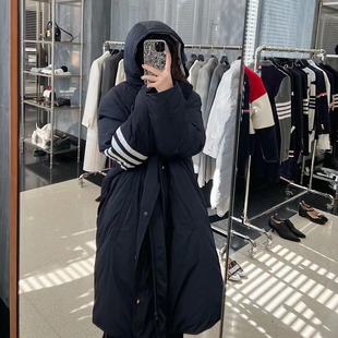 【赠退货宝】TUMA TB长款四杠宽松白鸭绒羽绒服加厚羽绒派克大衣