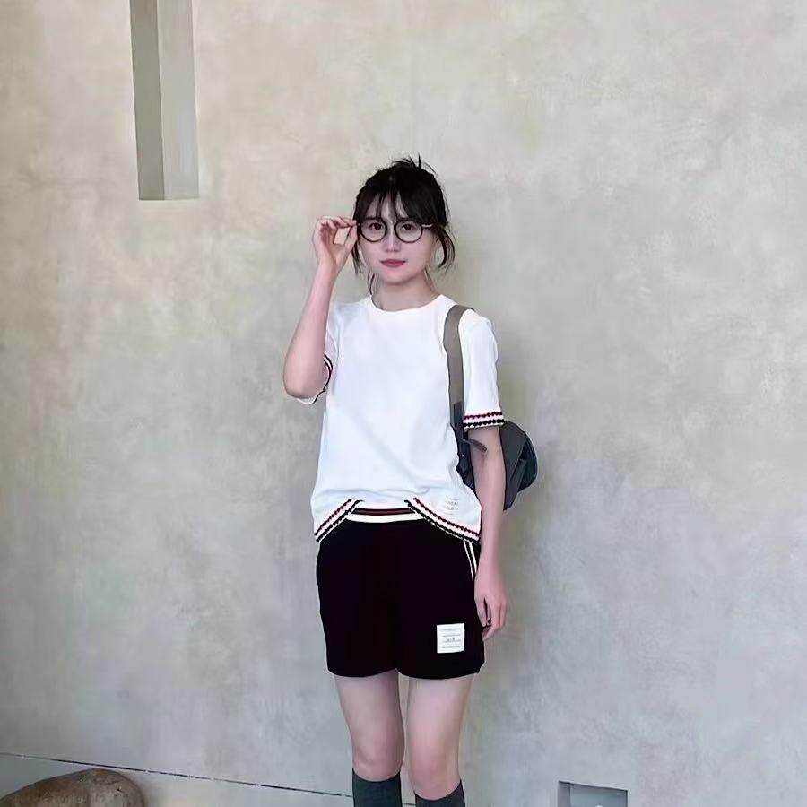 【赠退货宝】TNNE TB春夏款羊毛混纺圆领短袖T恤双袖标针织衫女款