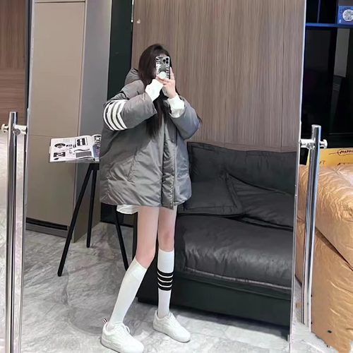 TB中长款宽松加厚面包派克羽绒服