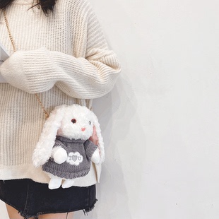 可爱萌毛绒小包包2025新款ins超火斜挎包网红玩偶日韩仙女兔子包