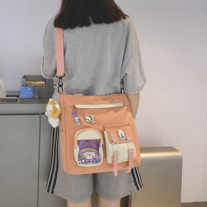 ins原宿风可爱学生帆布单肩包手提上课包大容量日系少女斜挎包潮