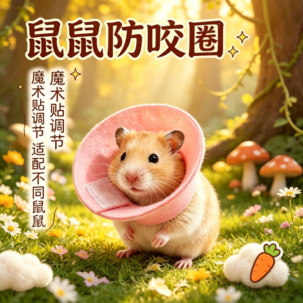 花枝鼠龙猫舔防脖套鼠伊豚鼠蜜袋鼯咬头套项圈防自残防丽莎白圈